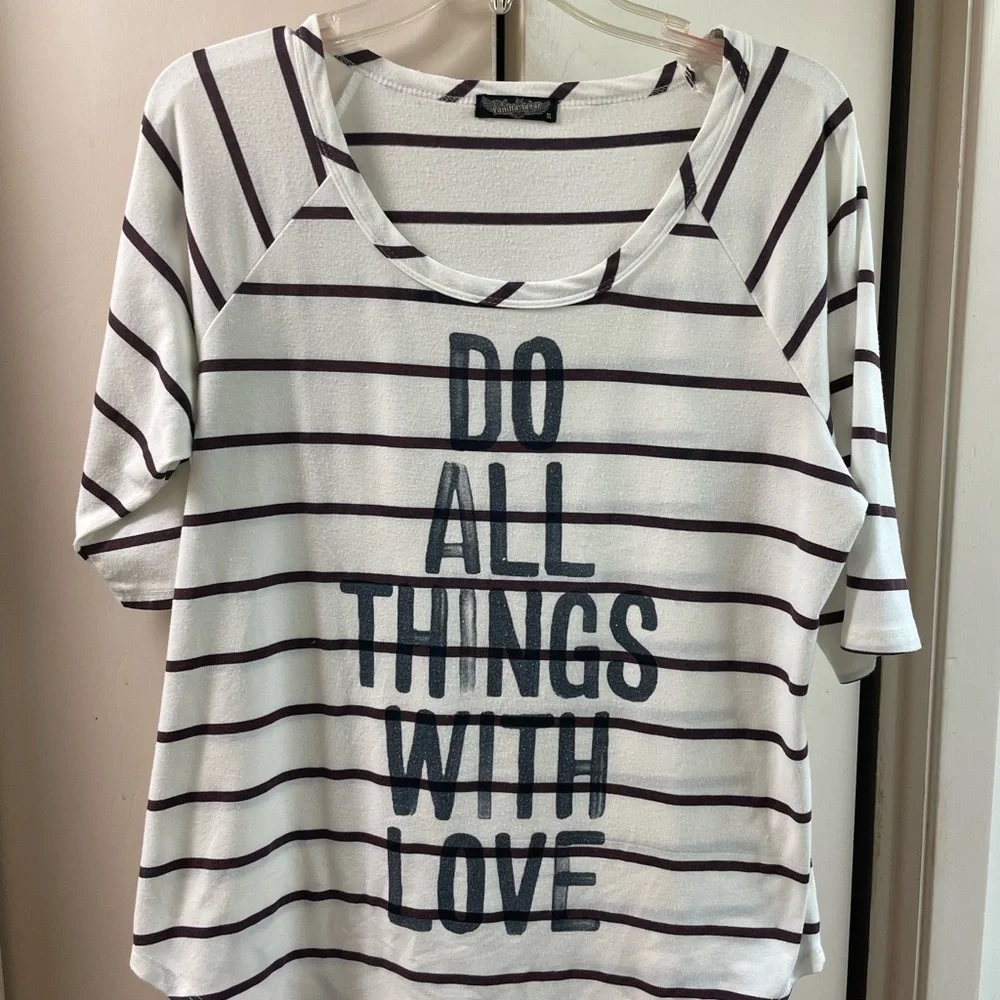 🚨 SOLD 🚨Vanilla Sugar stripe Tee Shirt Blue Black White size XL Do All Things - Picture 2 of 11
